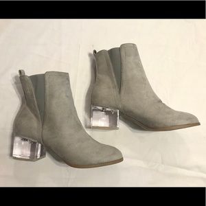 New Gray Acrylic Clear Heel Booties 9